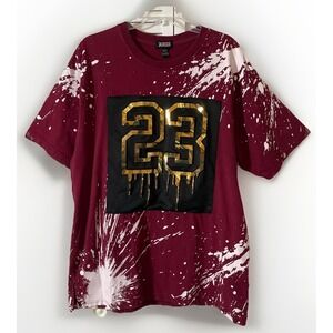 Twenty Three XXlll Burgundy Gold Drip Splatter Paint T Shirt Men's Size 3XL